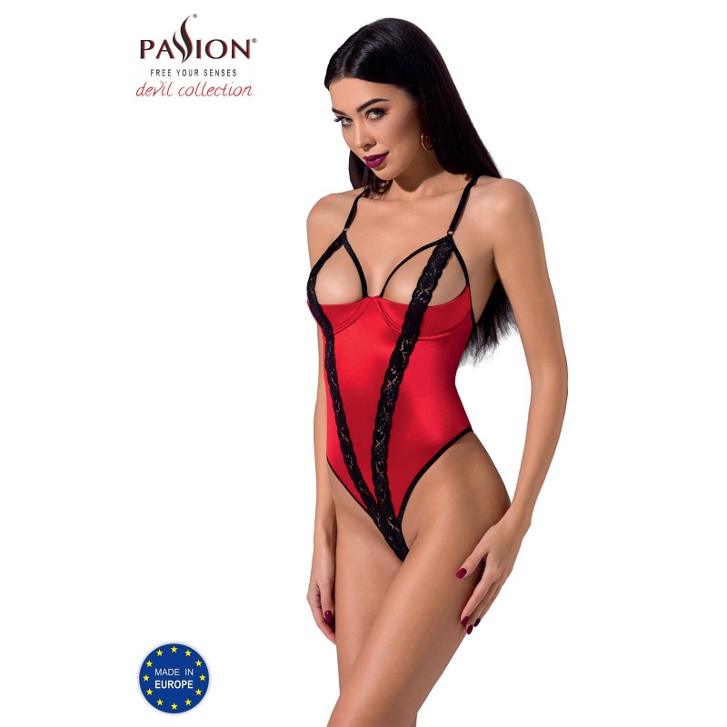 Body Rosso in Pizzo con Tagli Laterali FEMMINA