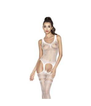 Tuta Lingerie Bianca in Rete a Maglia Medio Fine Aperta BS038