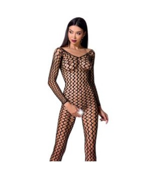 Tuta Lingerie Aperta Nero in Rete a Maglia Larga BS068