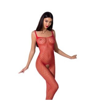 Tuta Lingerie Aperta Rosso in Rete Geometrica BS071