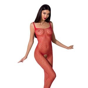 Tuta Lingerie Aperta Rosso in Rete Geometrica BS071