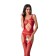 Tuta Lingerie Aperta Rosso in Rete con Apertura a Quadrifoglio BS057